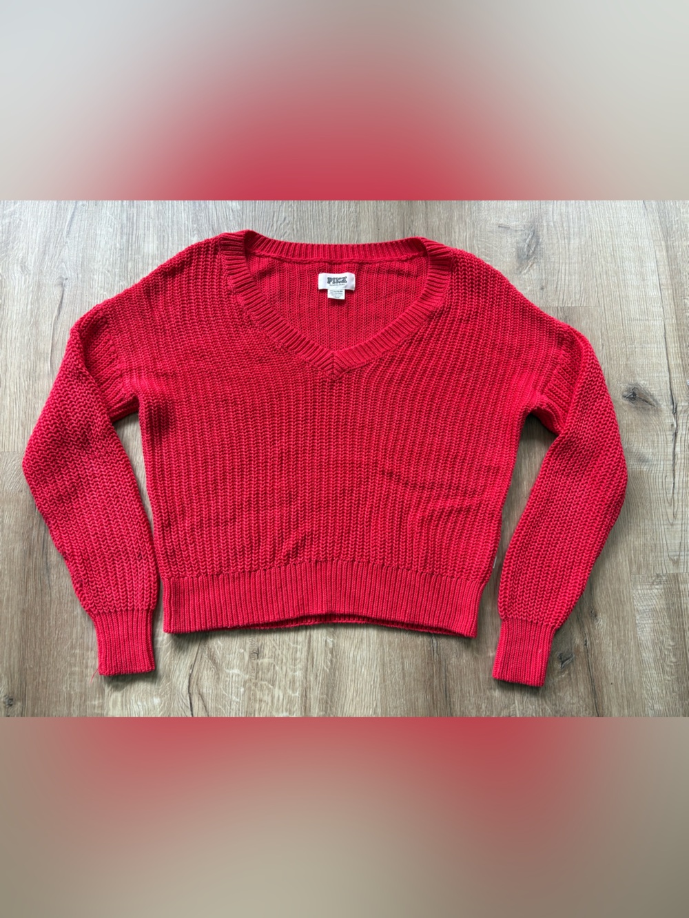 PINK Victoria's Secret Red V-Neck Knit Sweater